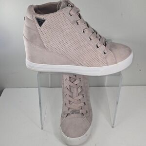 Guess NKED2R Womens Wedge Sneakers Mauve Pink High Top Perforated Size 11M